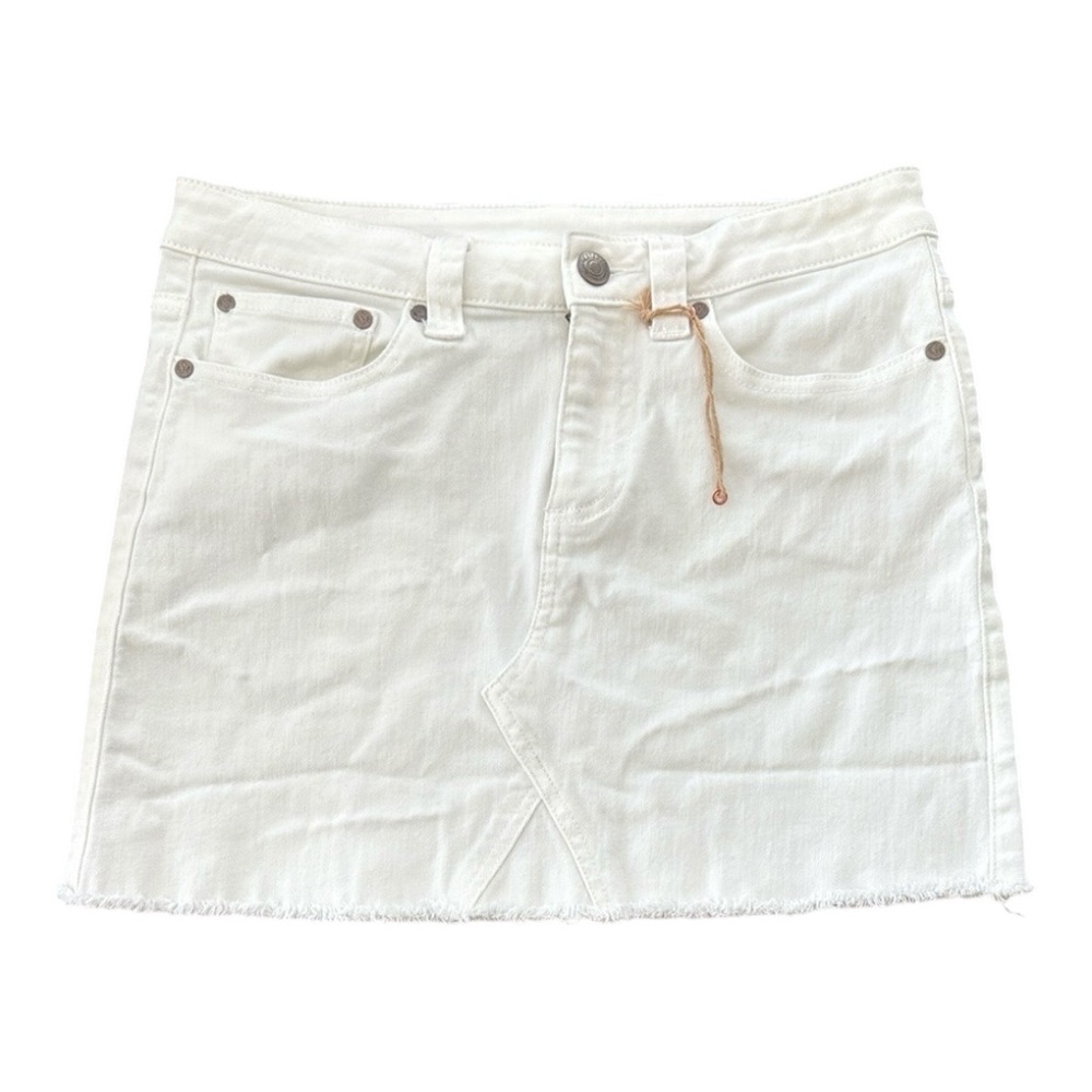 Shyanne Off White Denim Mini With Frayed Hem Size S
